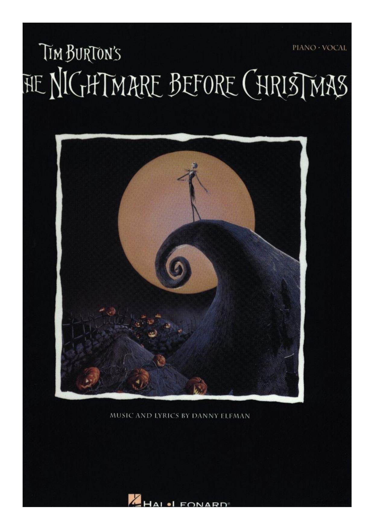 The Nightmare Before Christmas. Music Book by Elfman Danny