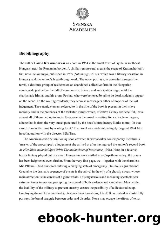 The Nobel Prize in Literature 2025: Biobibliography by Mats Malm