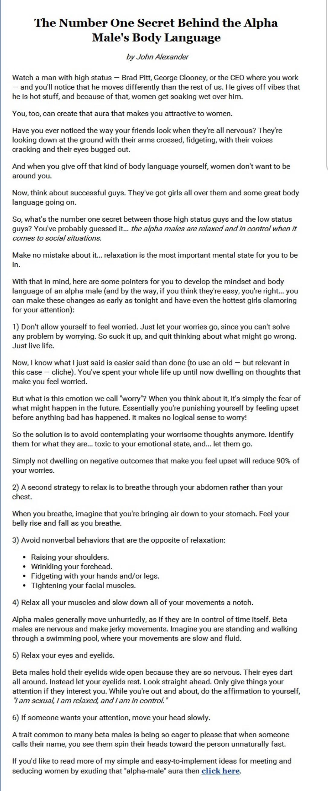 The Number One Secret Behind the Alpha Male's Body Language by Unknown