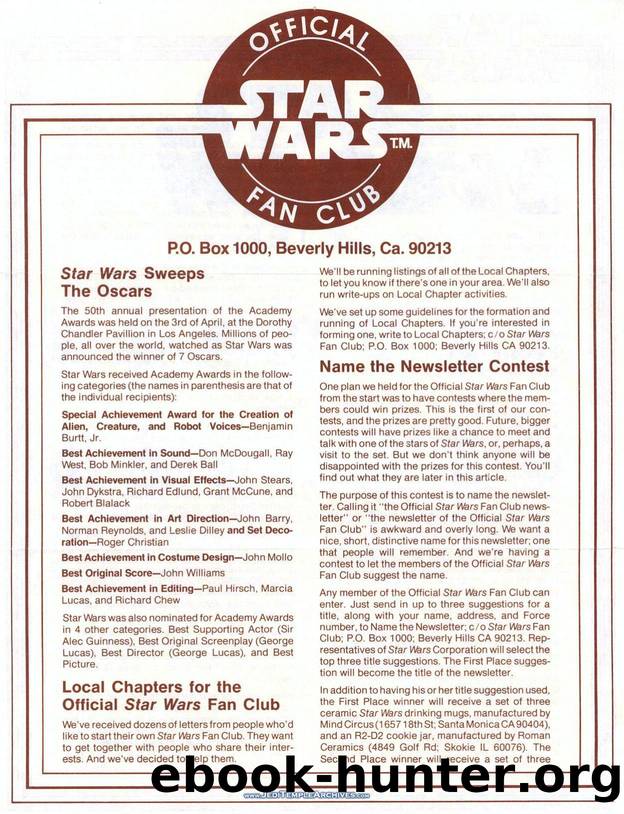 The Official Star Wars Fan Club Newsletter #2 by www.jeditemplearchives.com