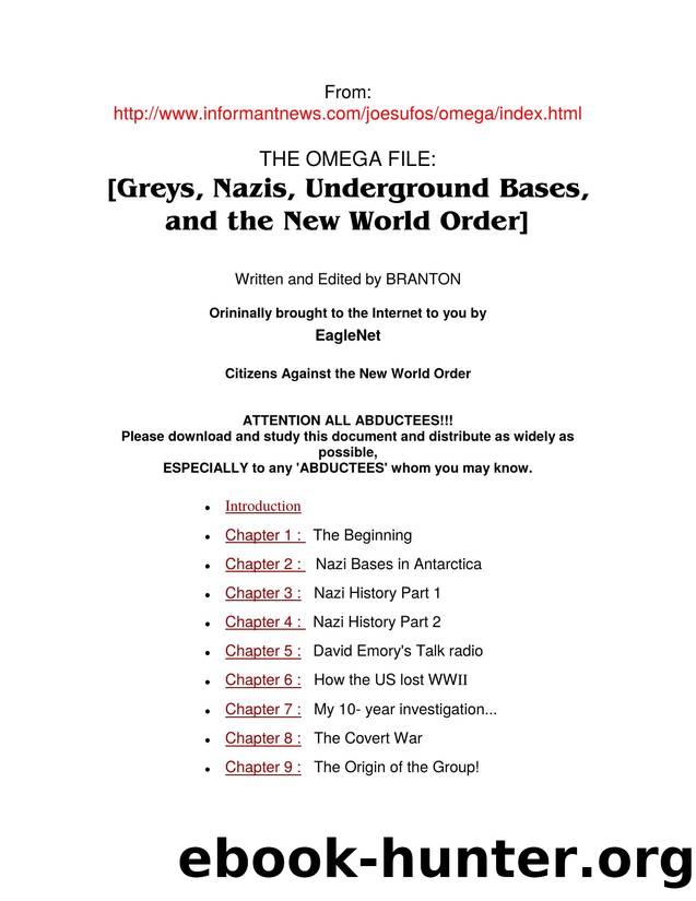 The Omega File: Greys, Nazis, Underground Bases, and the New World Order by Tomothy Green Beckley