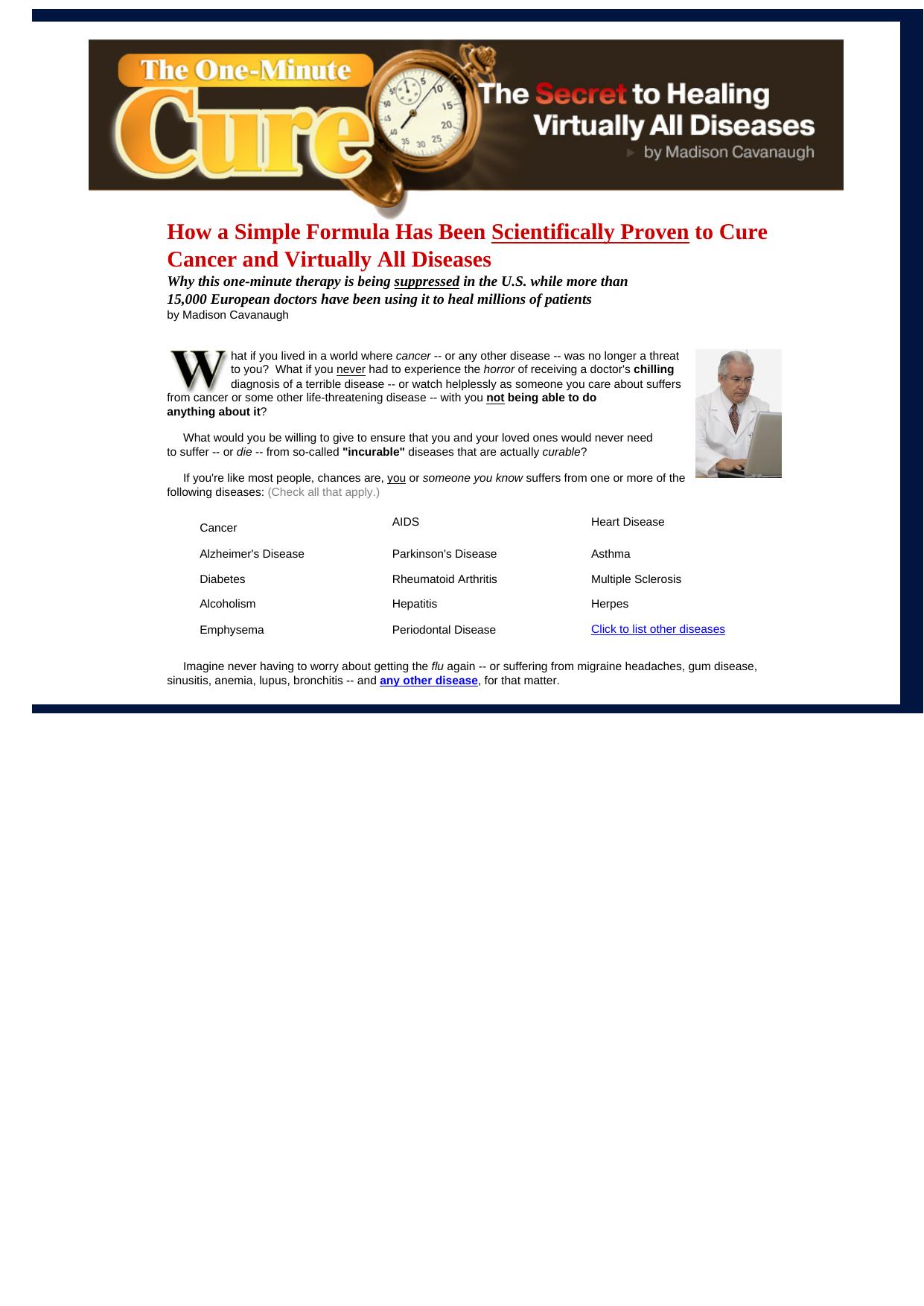 The One-Minute Cure- The Secret To Healing Virtually All Diseases. by Best of Kuszter's Collection