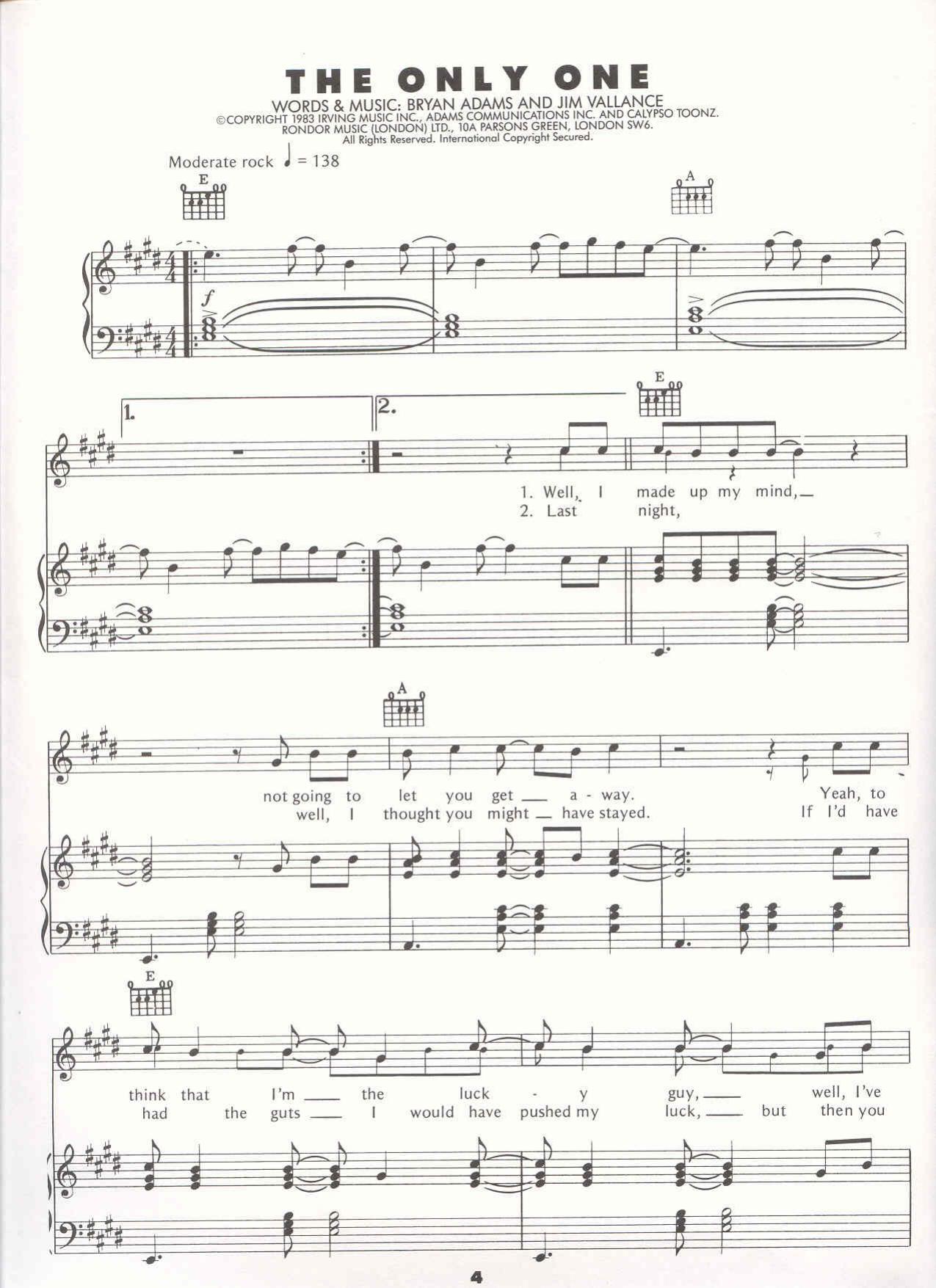 The Only One by Bryan Adams