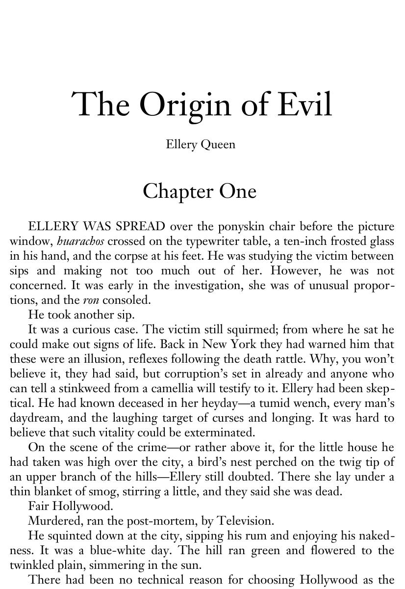 The Origin of Evil by Ellery Queen
