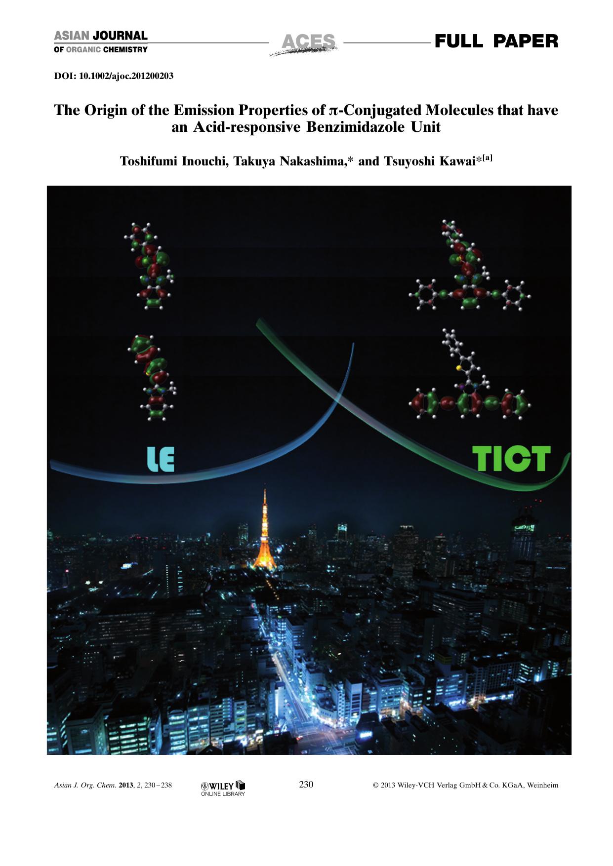 The Origin of the Emission Properties of Conjugated Molecules that have an Acidresponsive Benzimidazole Unit by Unknown