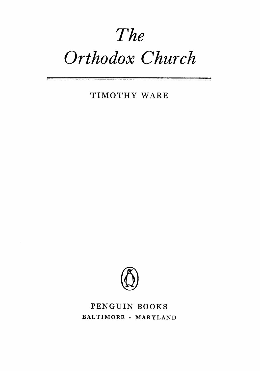 The Orthodox Church by Timothy Ware
