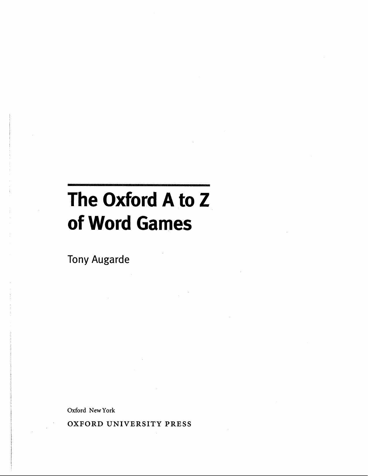 The Oxford A to Z of Word Games-viny by Unknown
