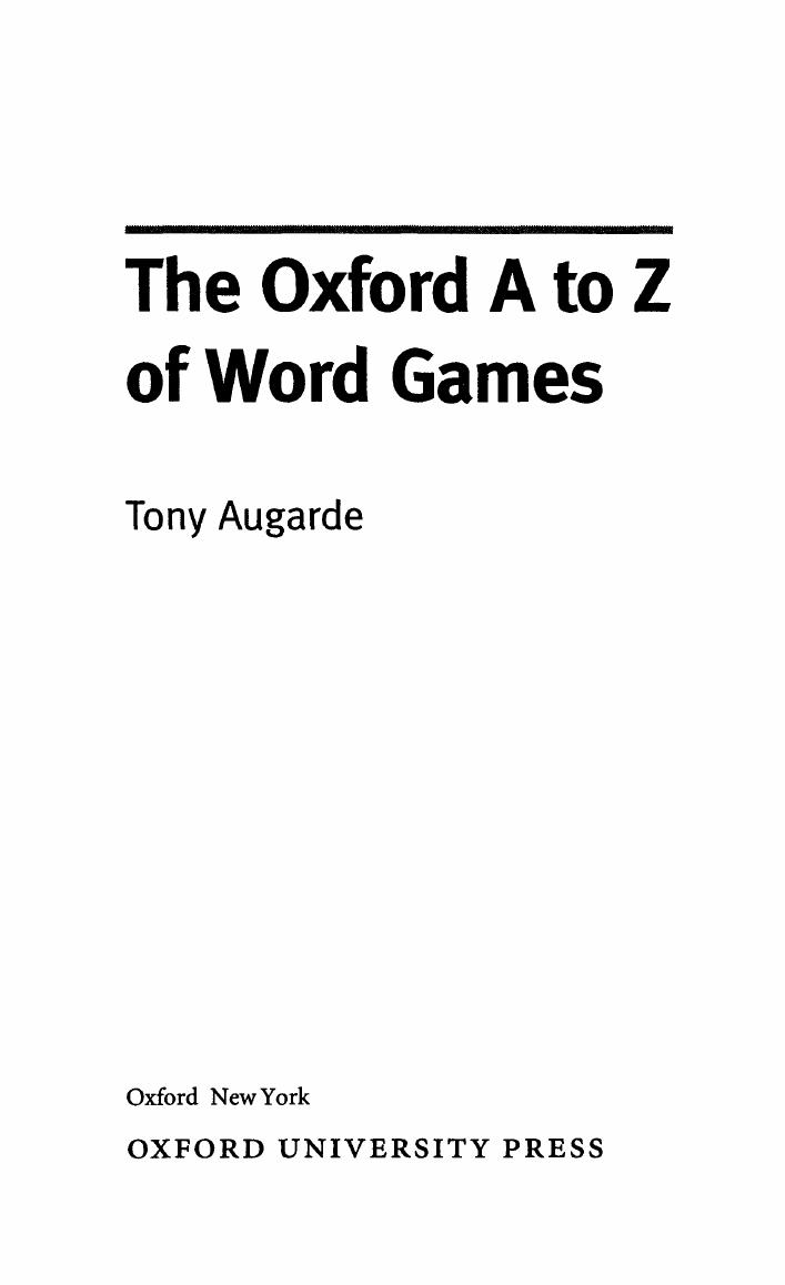 The Oxford A-Z of Word Games by Tony Augarde