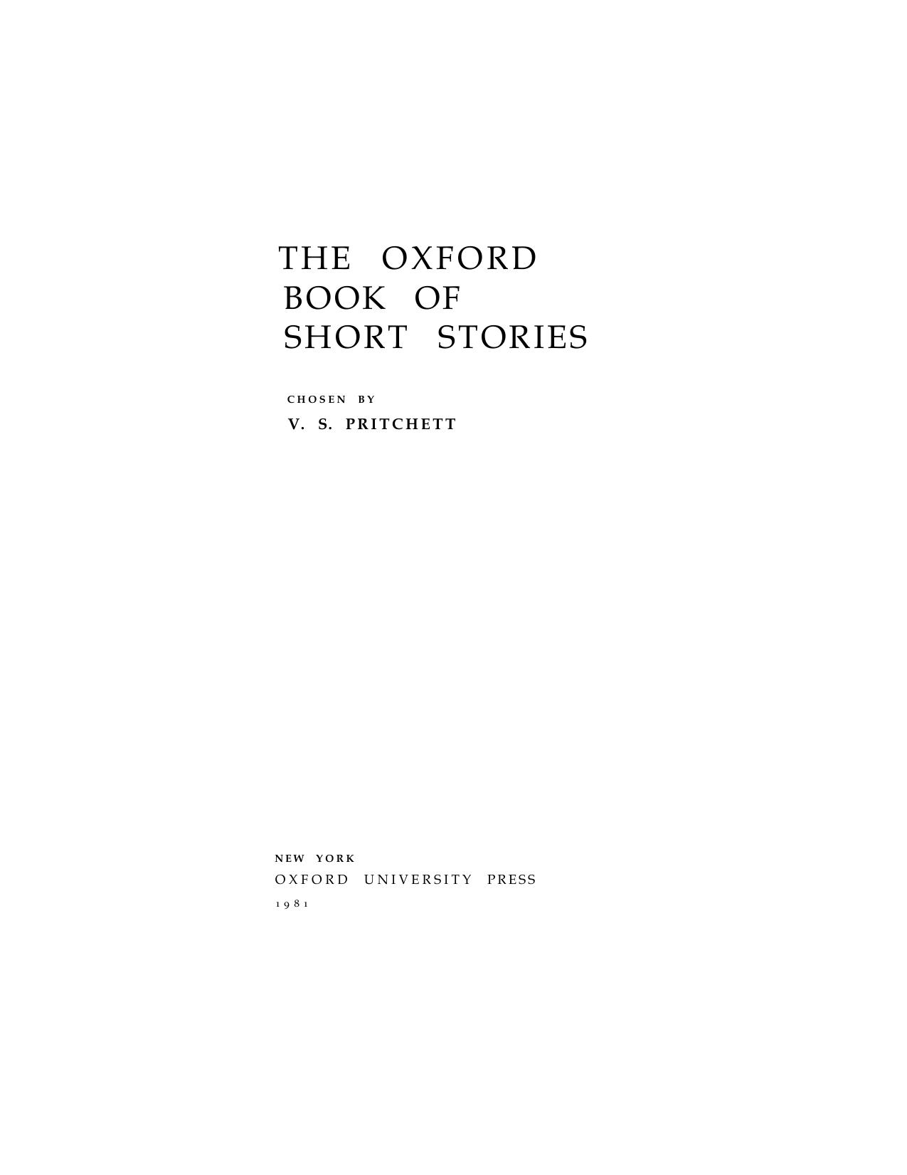 The Oxford Book of Short Stories by V. S. Pritchett