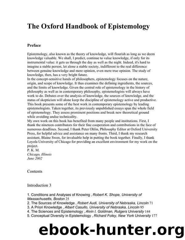 The Oxford Handbook of Epistemology by Oxford Press