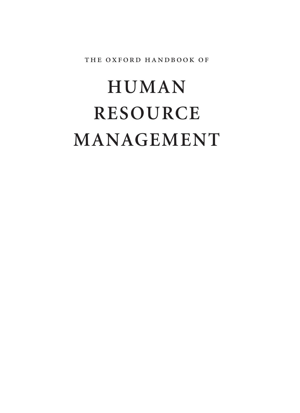 The Oxford Handbook of Human Resource Management (Oxford Handbooks in Business & Management) by John Purcell