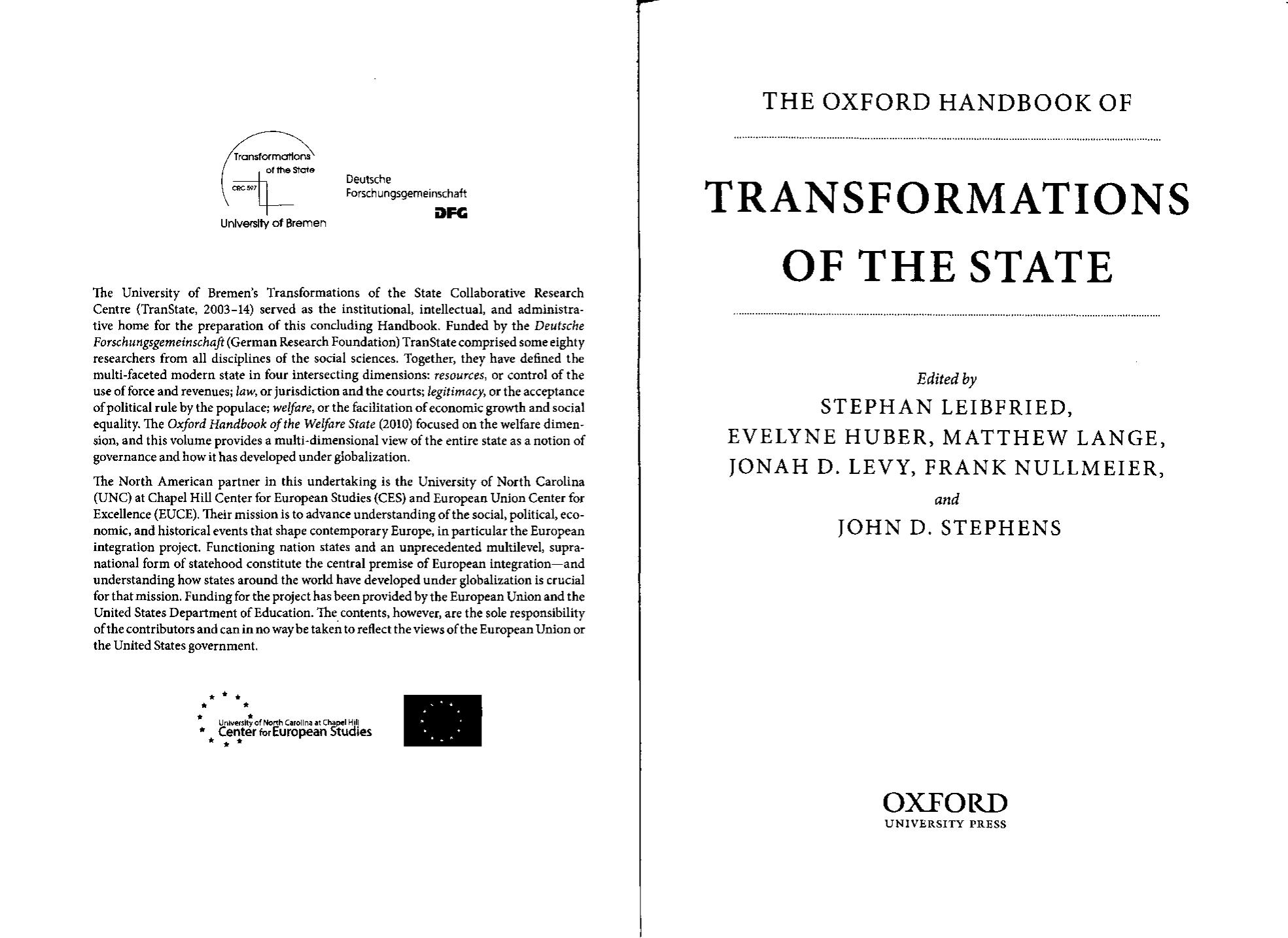 The Oxford Handbook of Transformations of the State (Repost) by Unknow