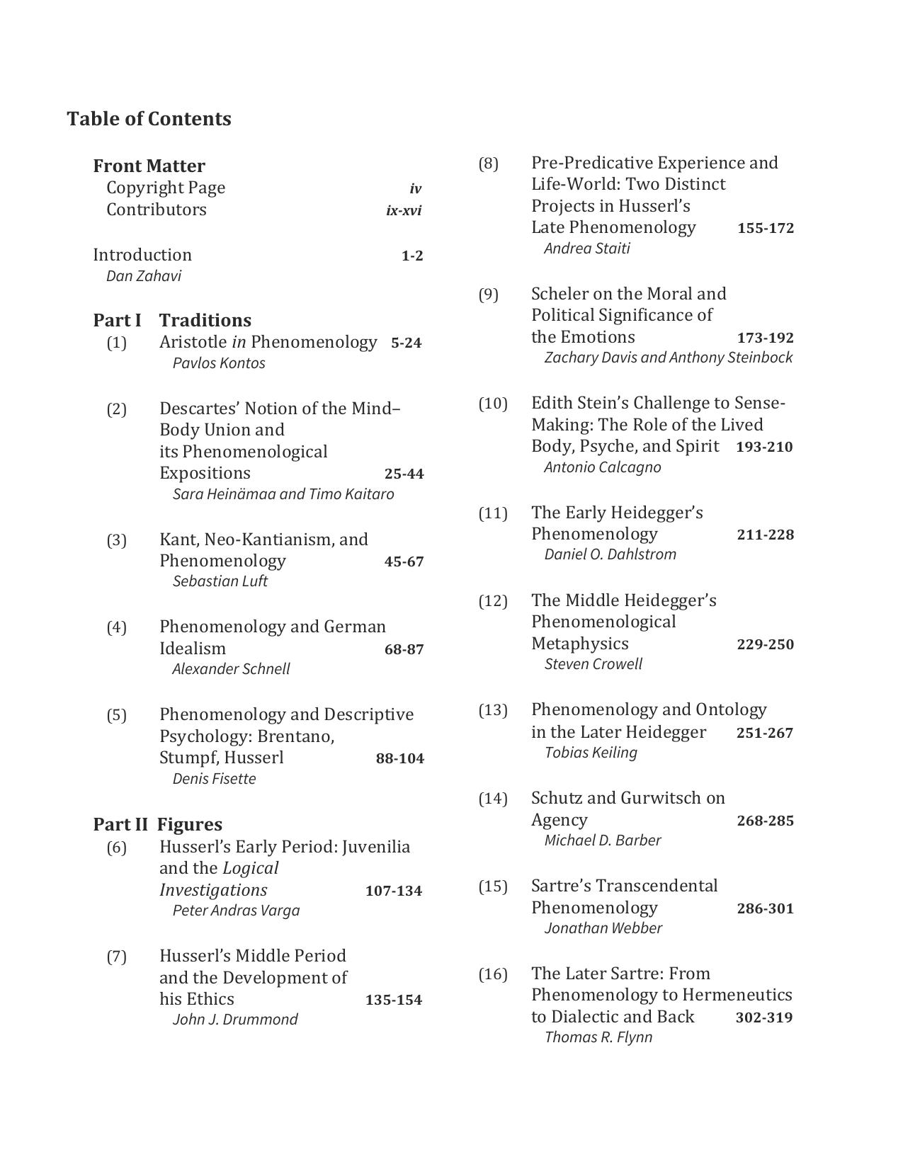 The Oxford Handbook of the History of Phenomenology by Dan Zahavi