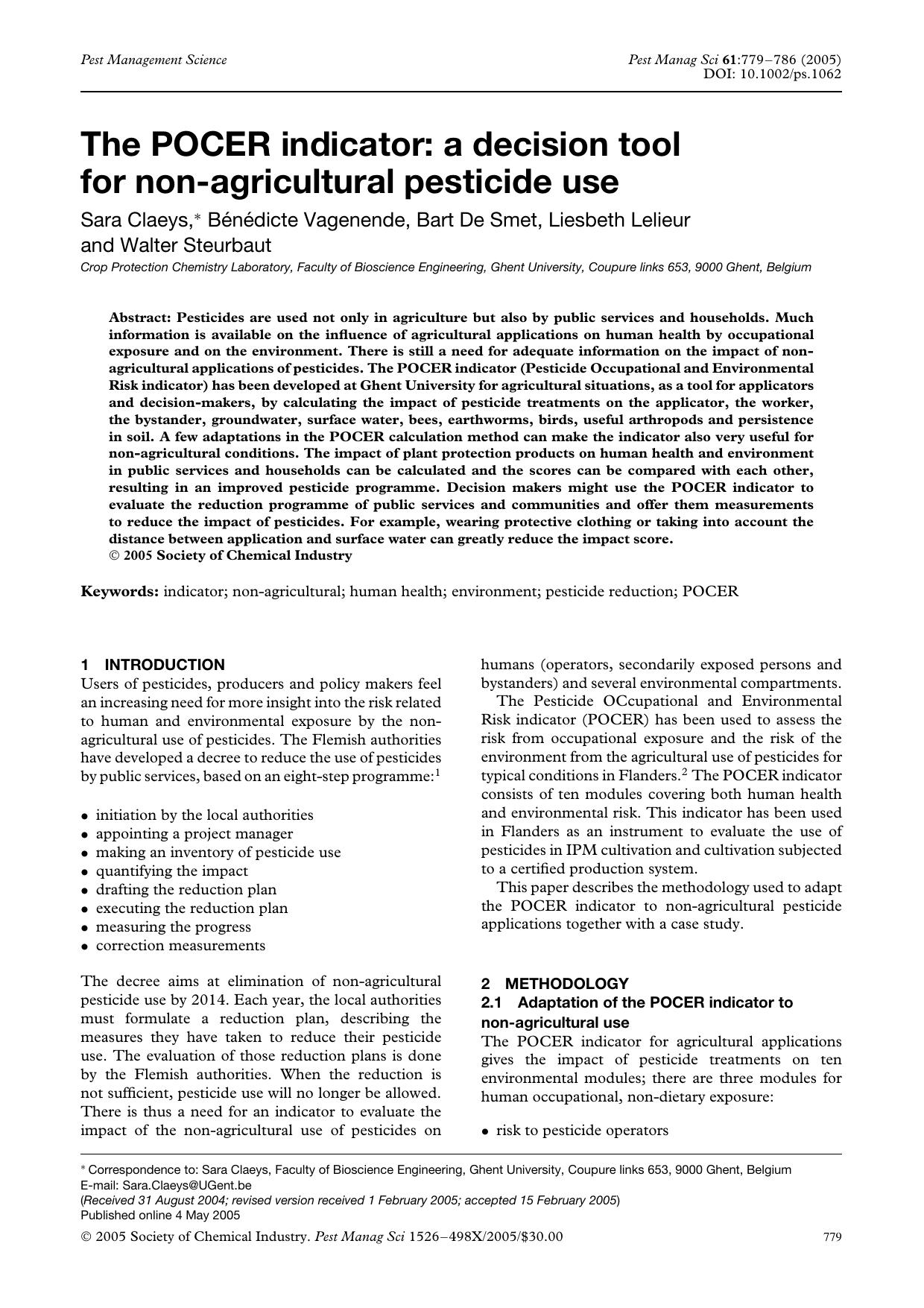 The POCER indicator: a decision tool for non-agricultural pesticide use by Unknown