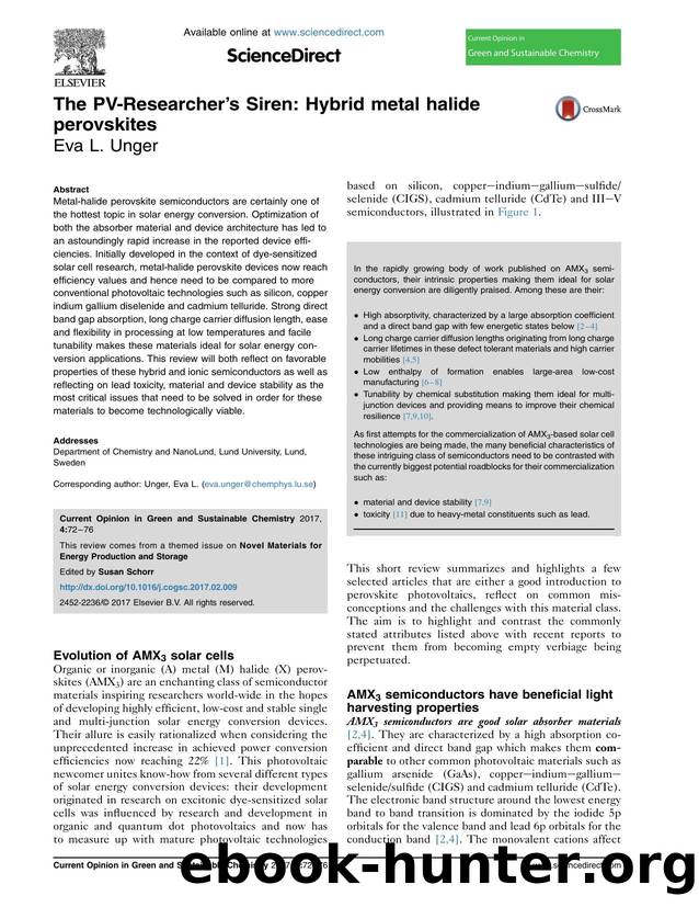 The PV-Researcher's Siren: Hybrid metal halide perovskites by Eva L. Unger