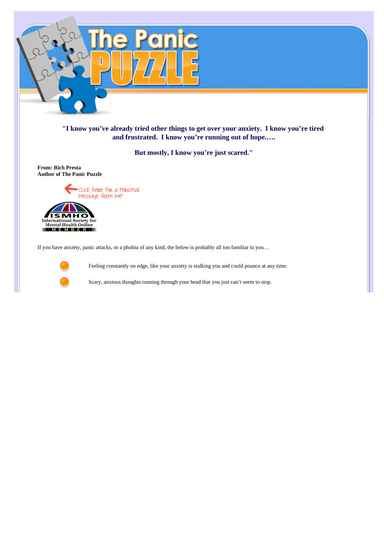 The Panic Puzzle - End Panic And Anxiety Attacks Now! by Best of Kuszter's Collection