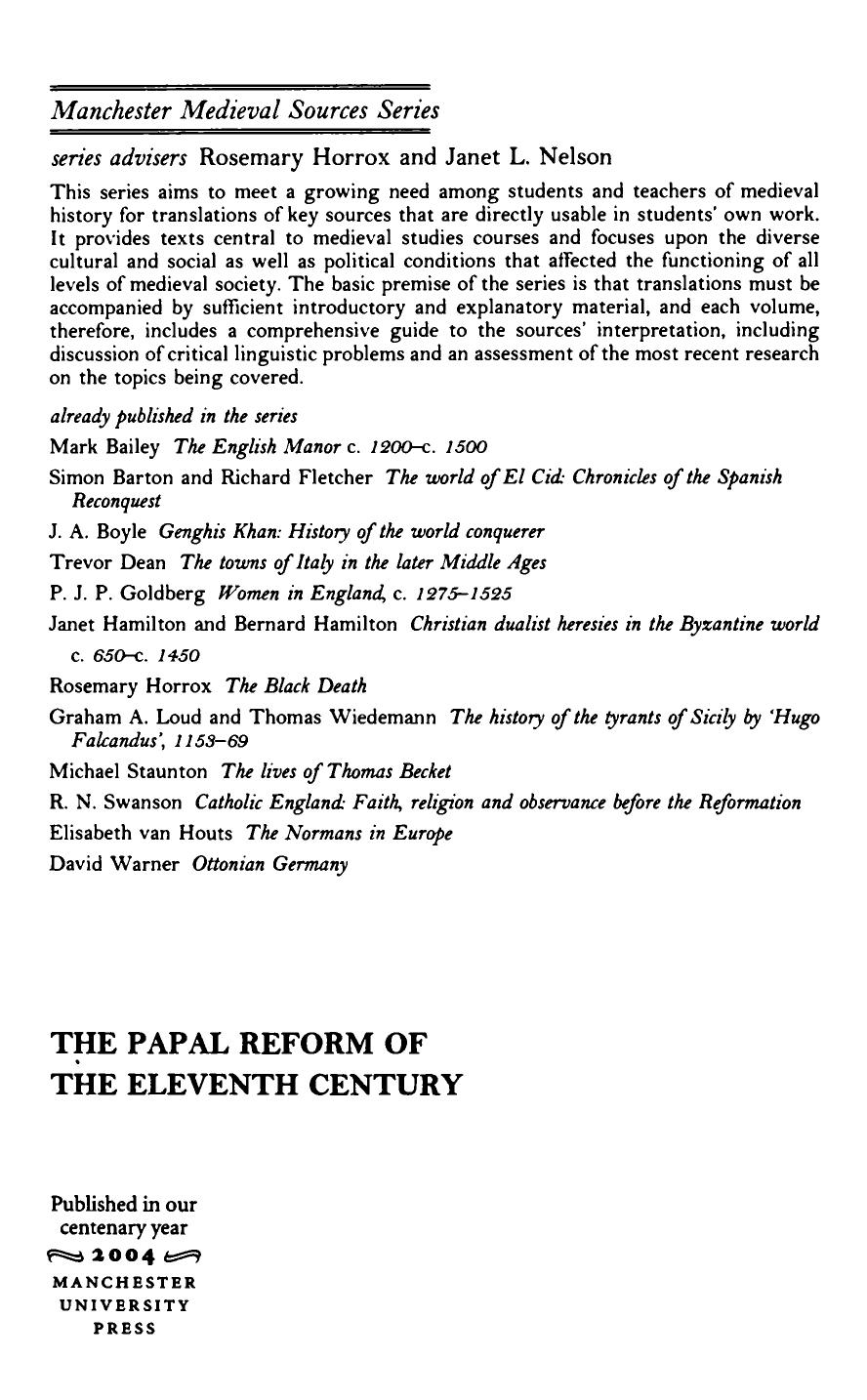 The Papal Reform of the Eleventh Century: Lives of Pope Leo IX and Pope Gregory VII by I.S. Robinson