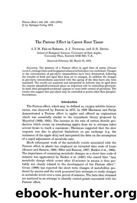 The Pasteur effect in carrot root tissue by Unknown