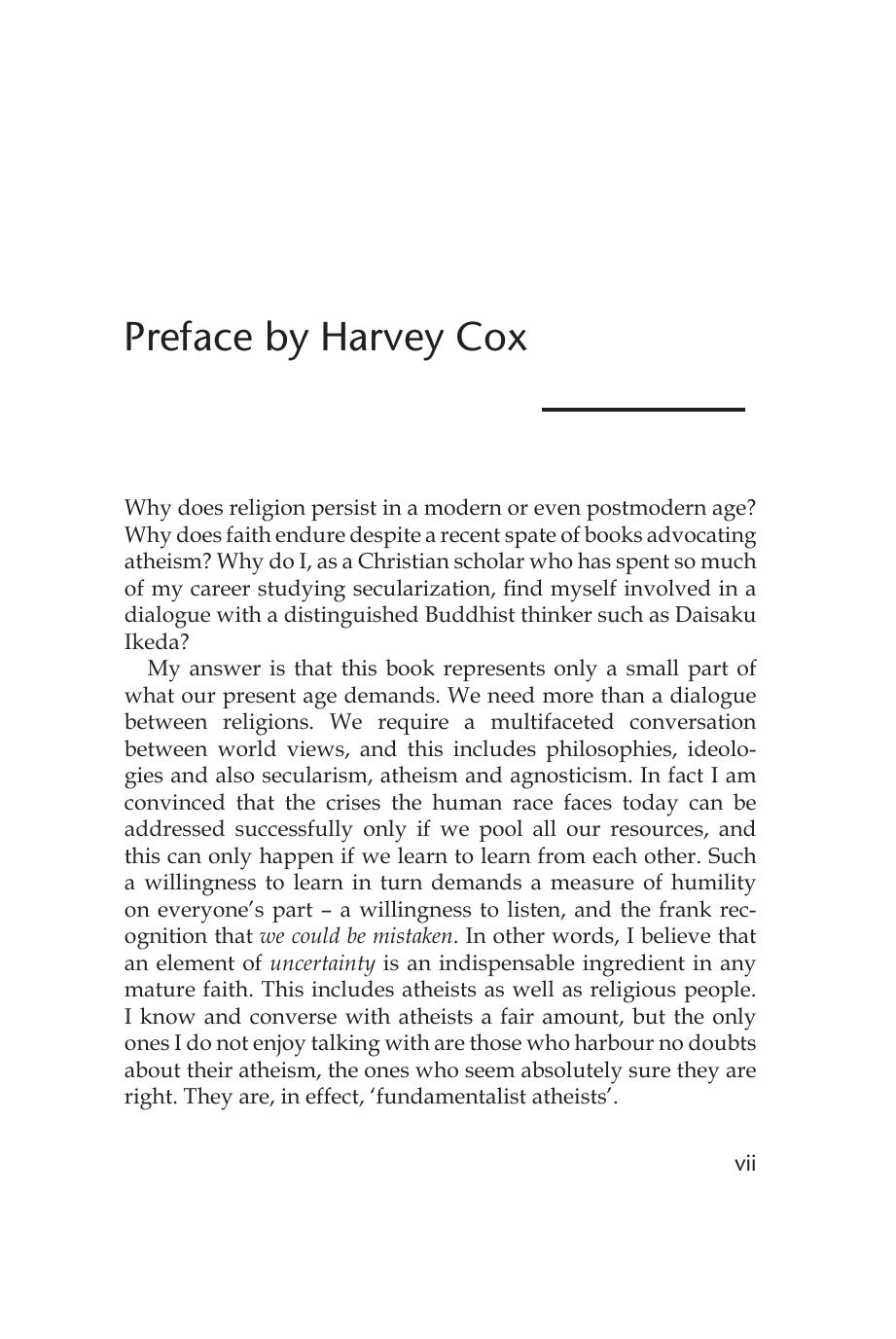 The Persistence of Religion: Comparative Perspectives on Modern Spirituality by Harvey Cox; Daisaku Ikeda