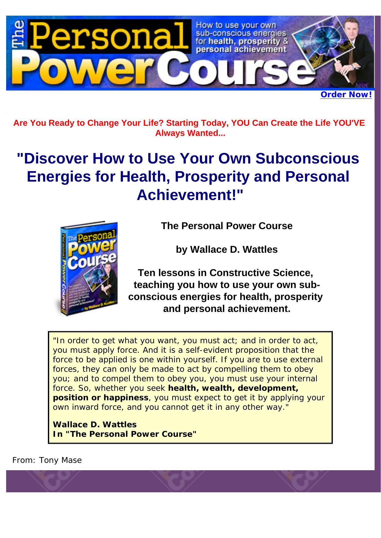 The Personal Power Course. by Best of Kuszter's Collection