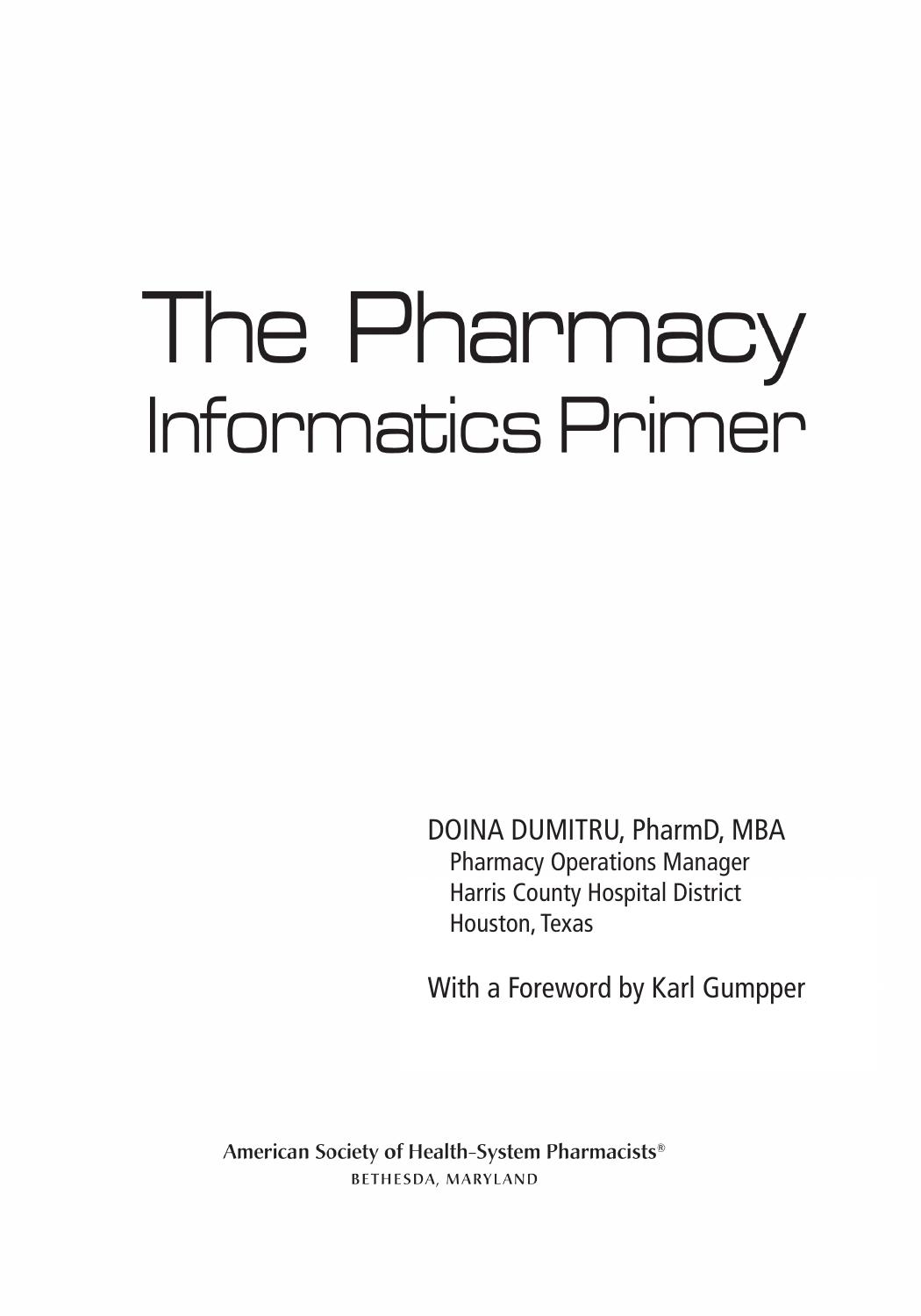 The Pharmacy Informatics Primer by Doina Dumitru