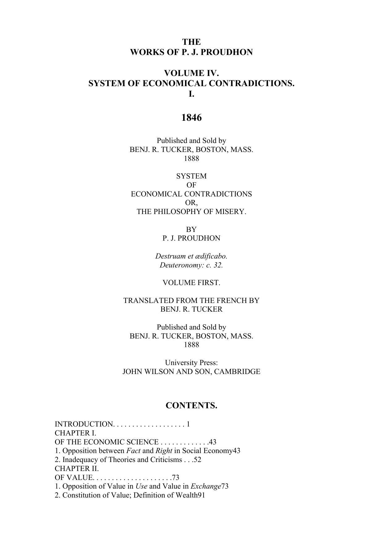 The Philosophy of Misery (Webster's French Thesaurus Edition) by P-J Proudhon