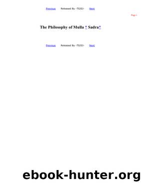 The Philosophy of Mulla Sadra by Fazlur Rahman