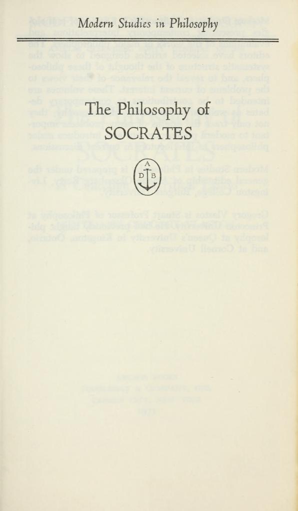 The Philosophy of Socrates: A Collection of Critical Essays by Gregory Vlastos