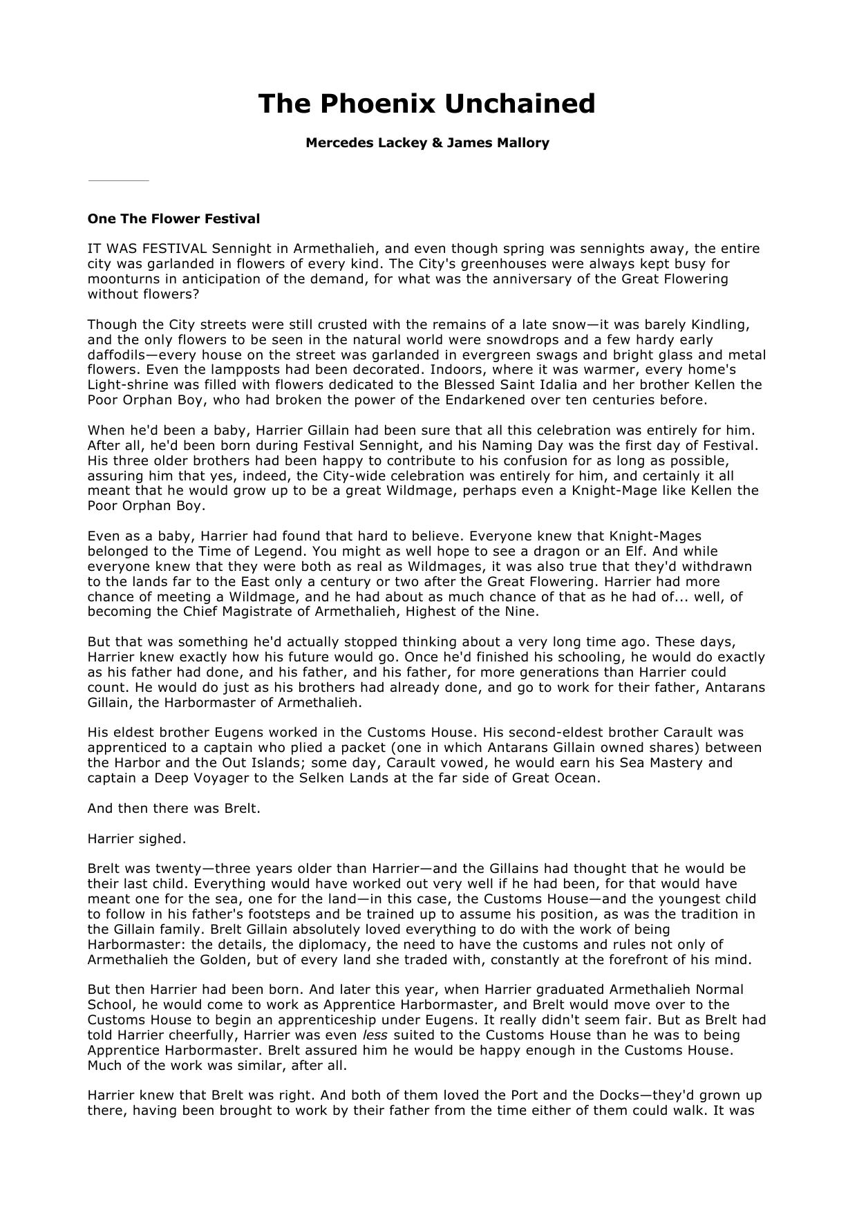 The Phoenix Unchained by Mercedes Lackey