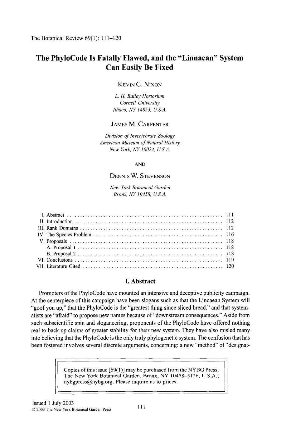 The PhyloCode is fatally flawed, and the “Linnaean” System can easily be fixed by Unknown