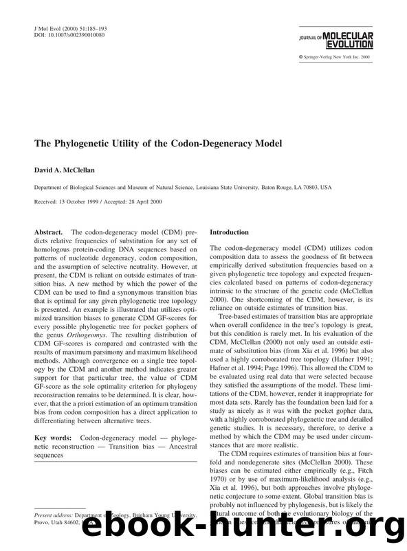 The Phylogenetic Utility of the Codon-Degeneracy Model by McClellan D