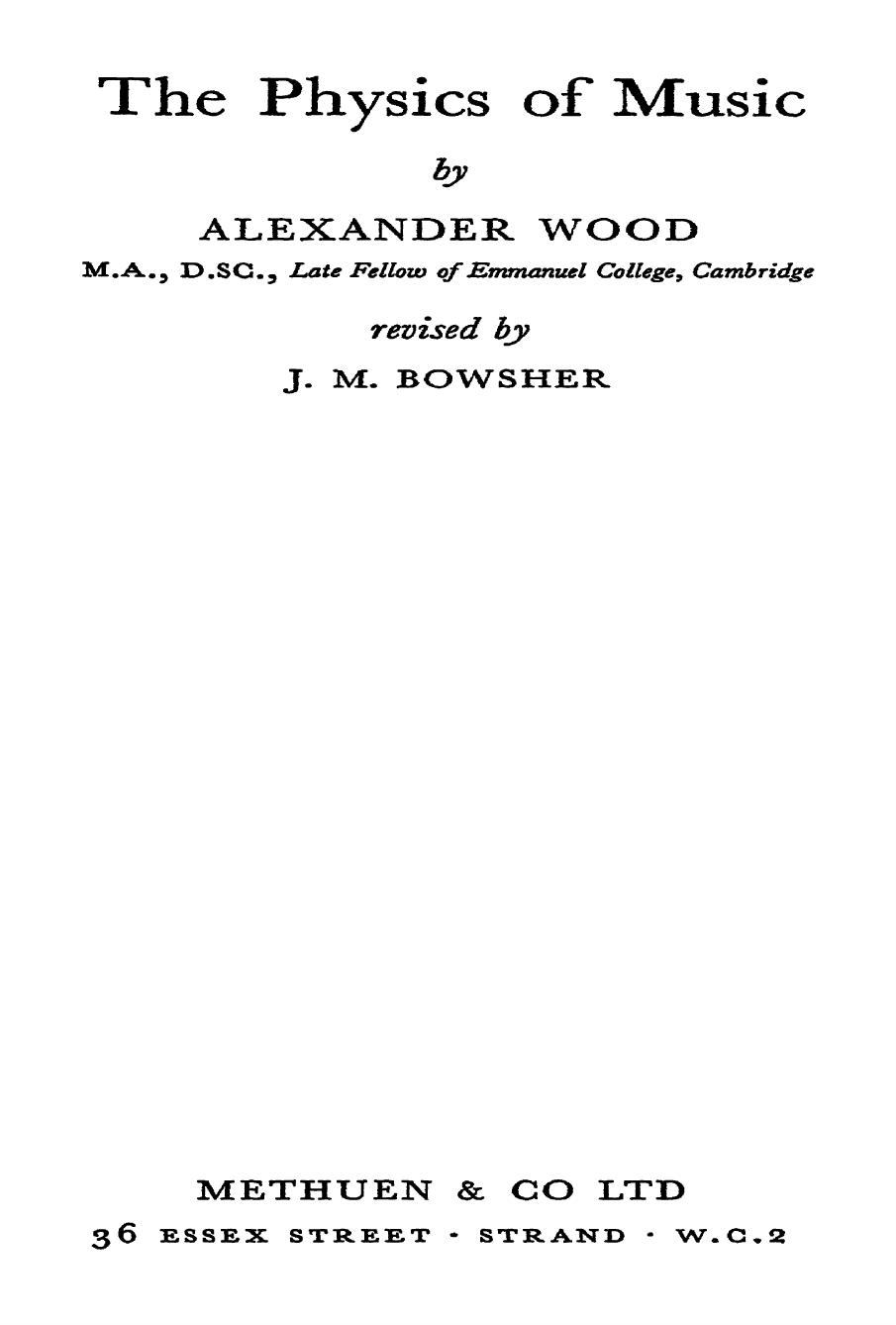 The Physics of Music by Alexander Wood
