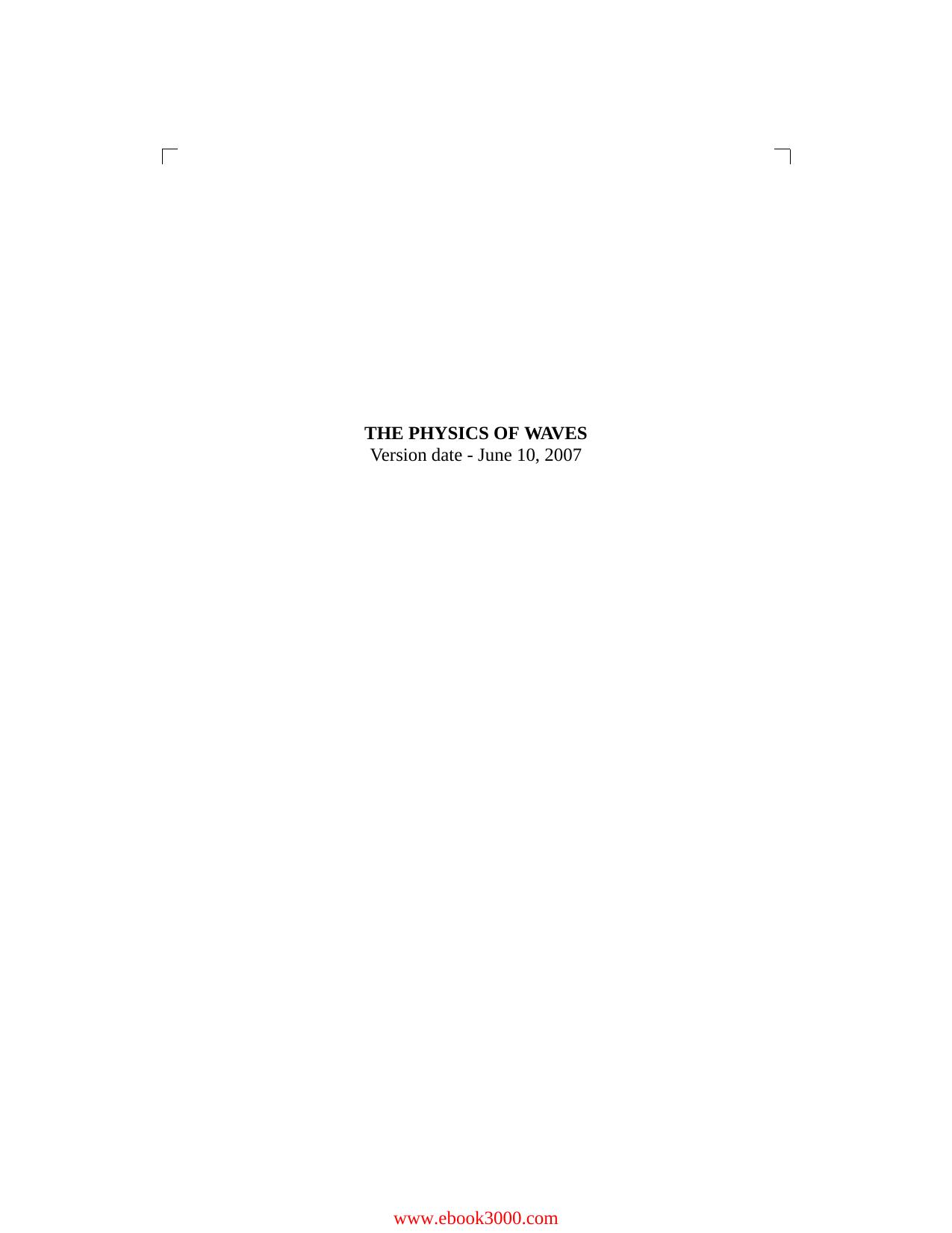 The Physics of Waves by Unknow
