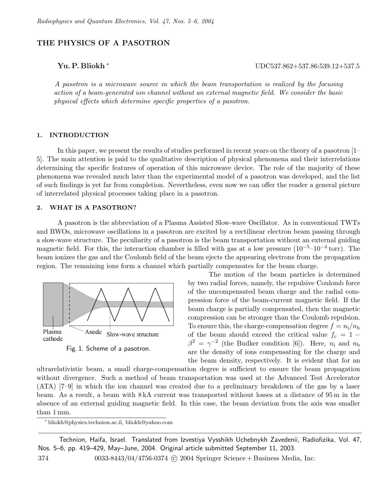 The Physics of a Pasotron by Unknown