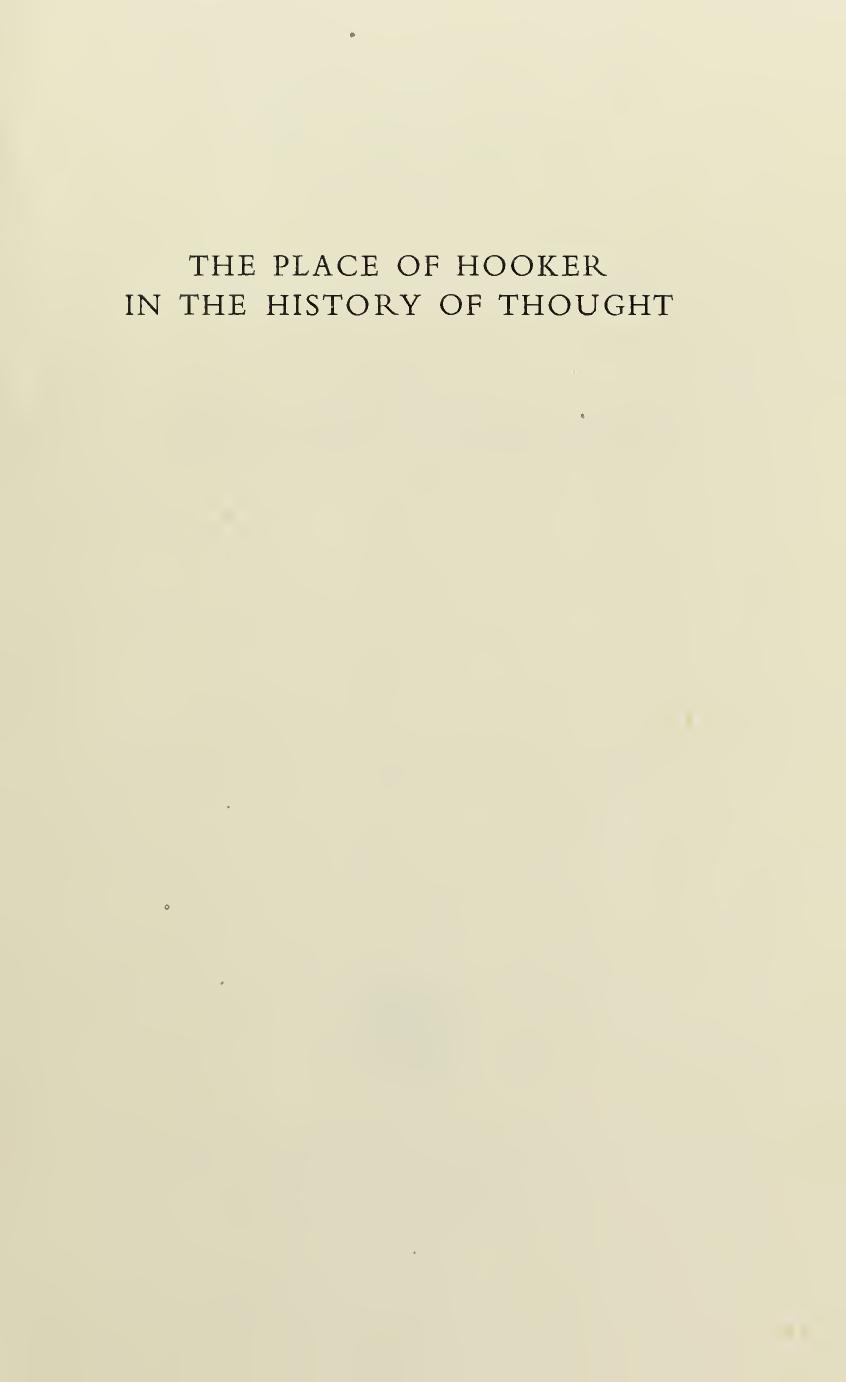 The Place of Hooker in the History of Political Thought by Peter Munz