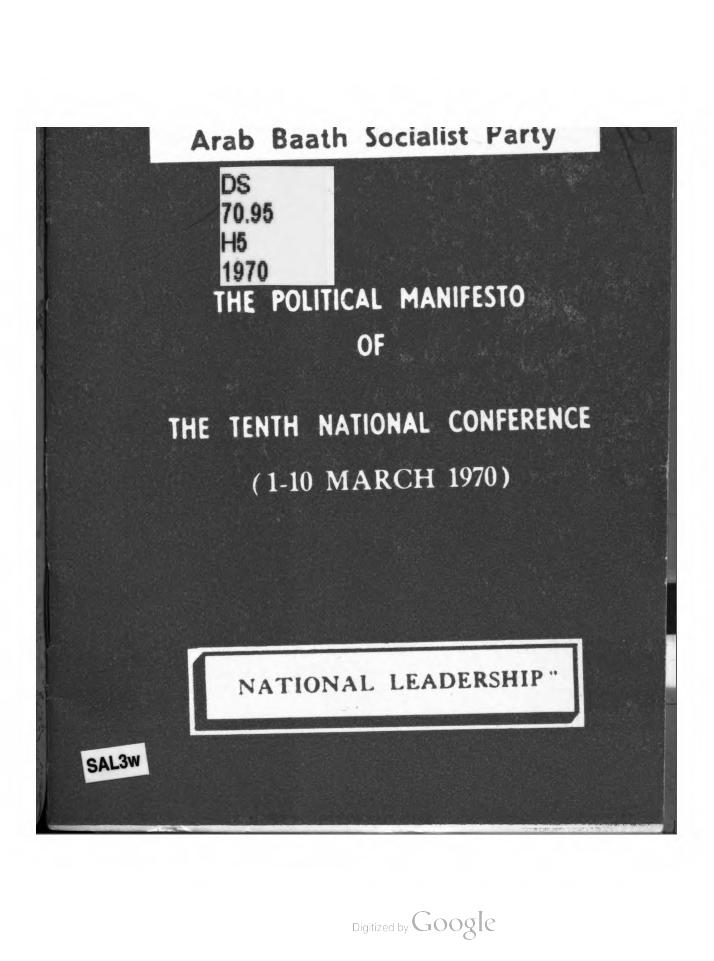 The Political Manifesto of the Tenth National Conference (1-10 March 1970) by coll