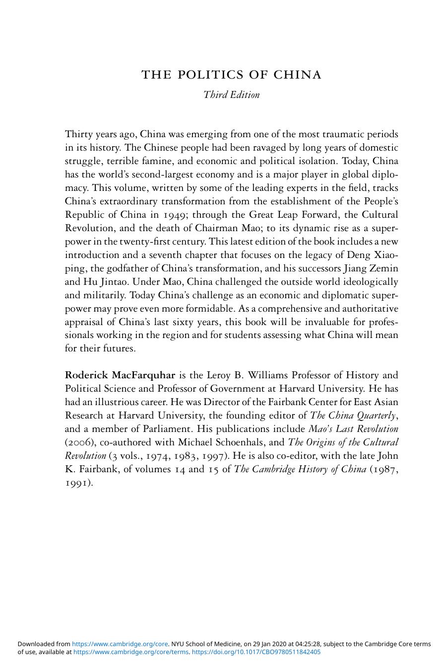 The Politics of China: Sixty Years of the Peopleâs Republic of China by Roderick MacFarquhar