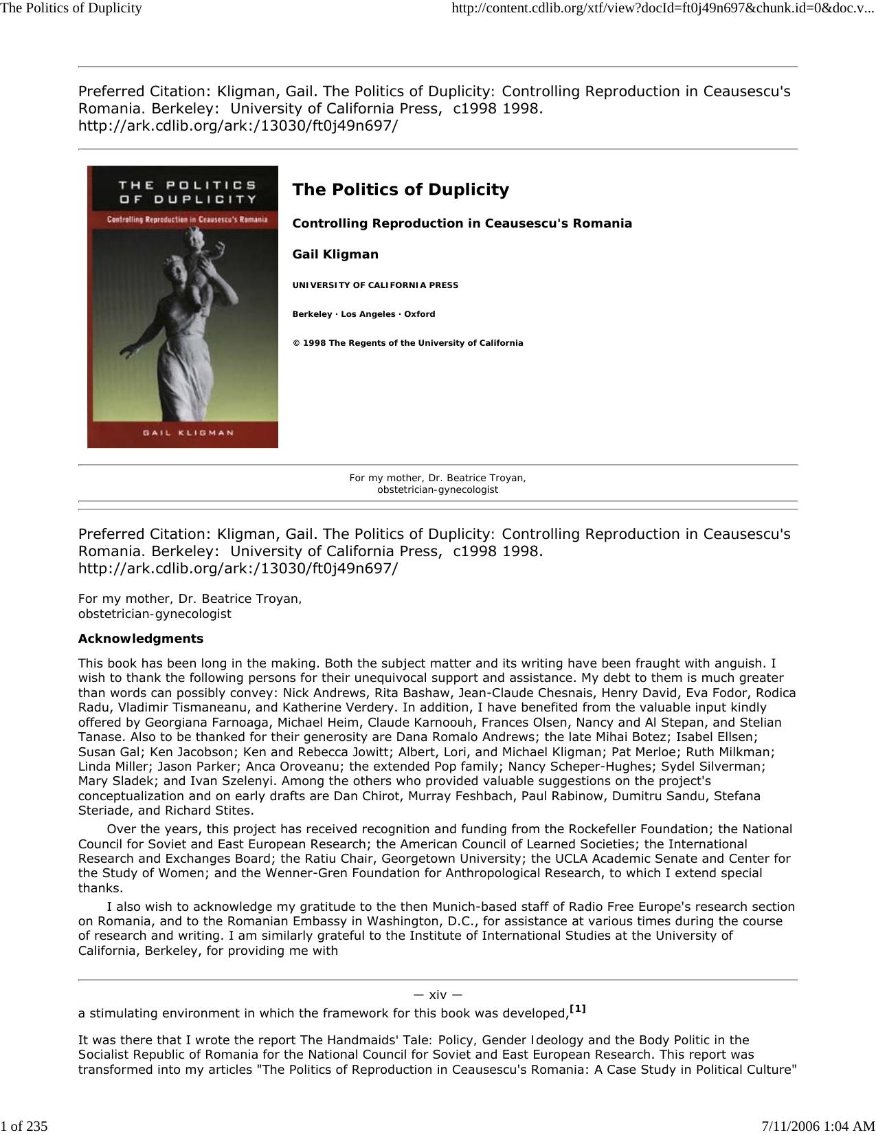 The Politics of Duplicity by Master Clark