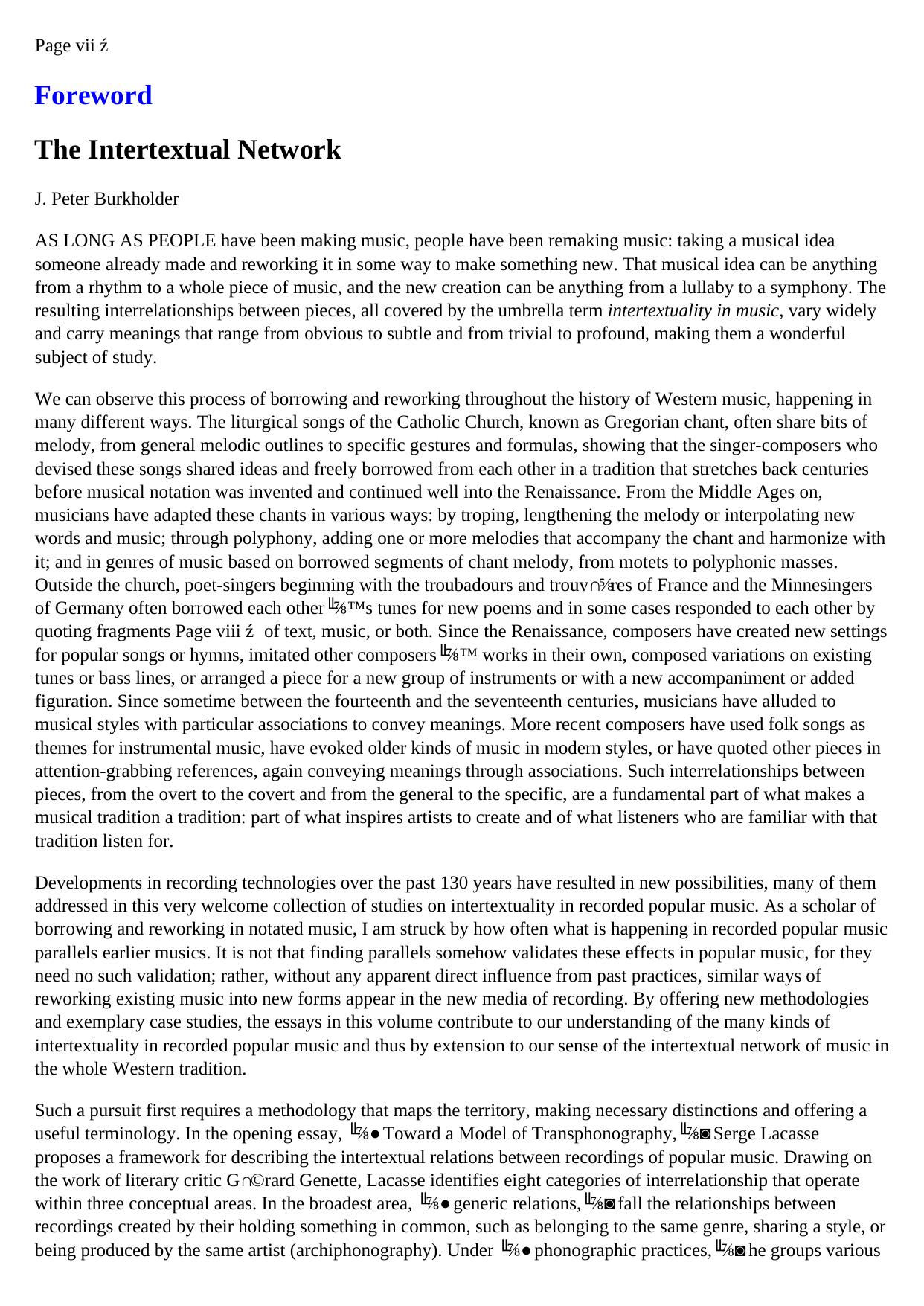 The Pop Palimpsest: Intertextuality in Recorded Popular Music by coll