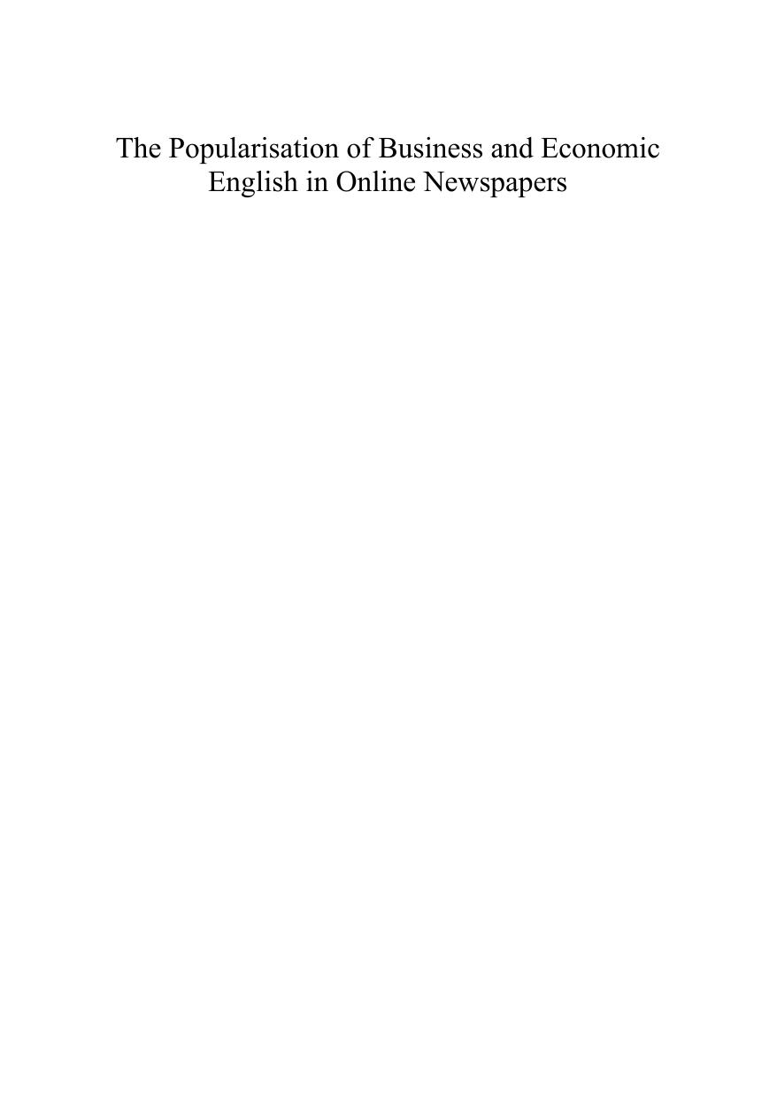 The Popularisation of Business and Economic English in Online Newspapers by Elisa Mattiello