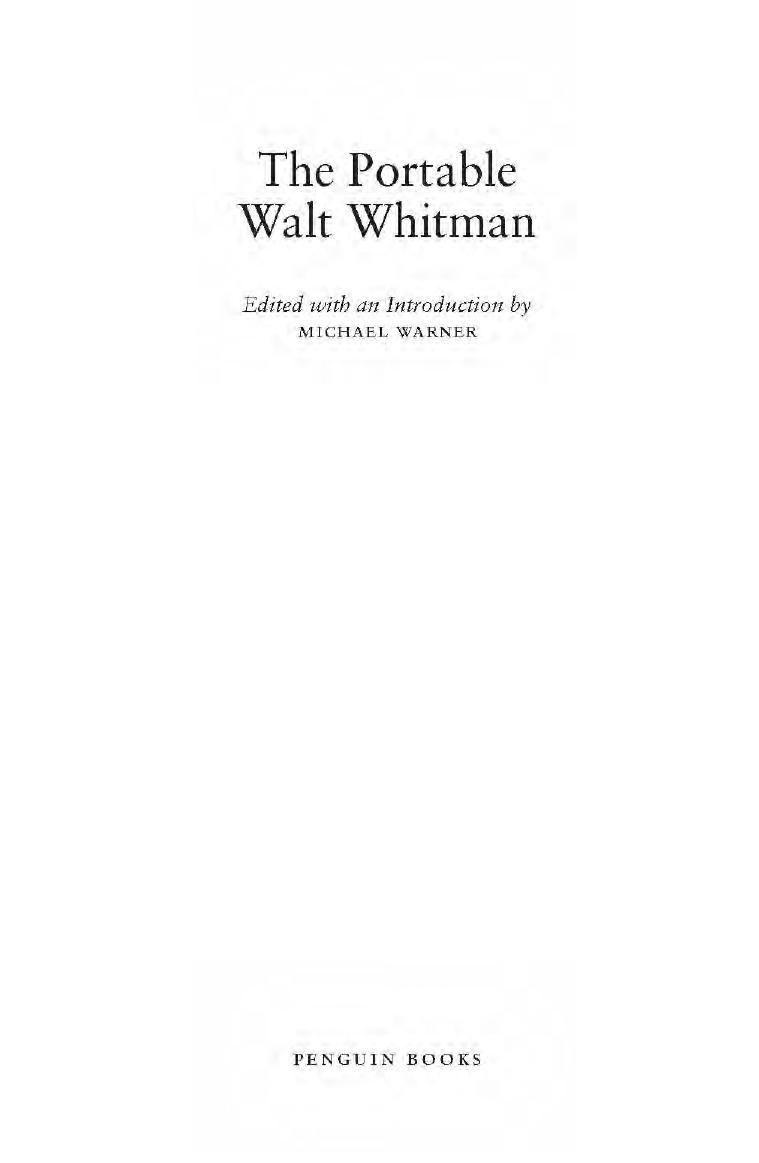 The Portable Walt Whitman Penguin Classics by Walt Whitman