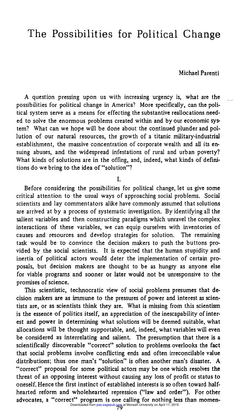 The Possibilities for Political Change by Unknown