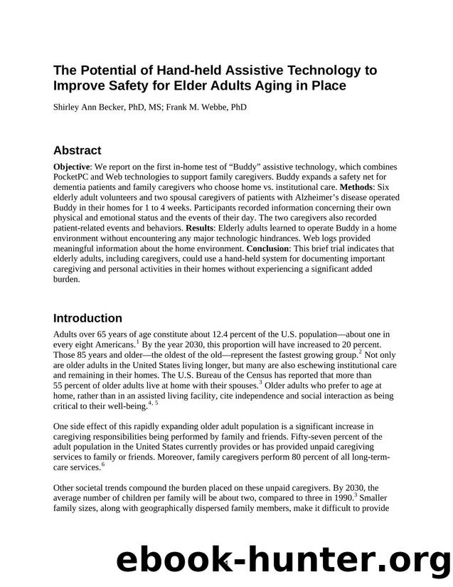 The Potential of Hand-held Assistive Technology to Improve Safety for Elder Adults Aging in Place by Agency for Healthcare Research and Quality