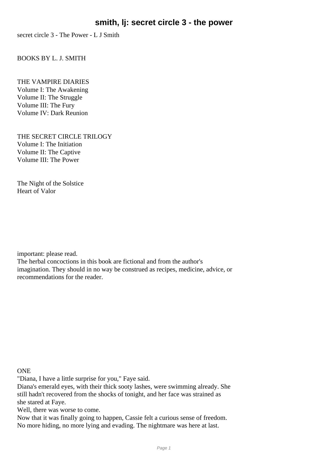 The Power (The Secret Circle, Book 3) by Unknow