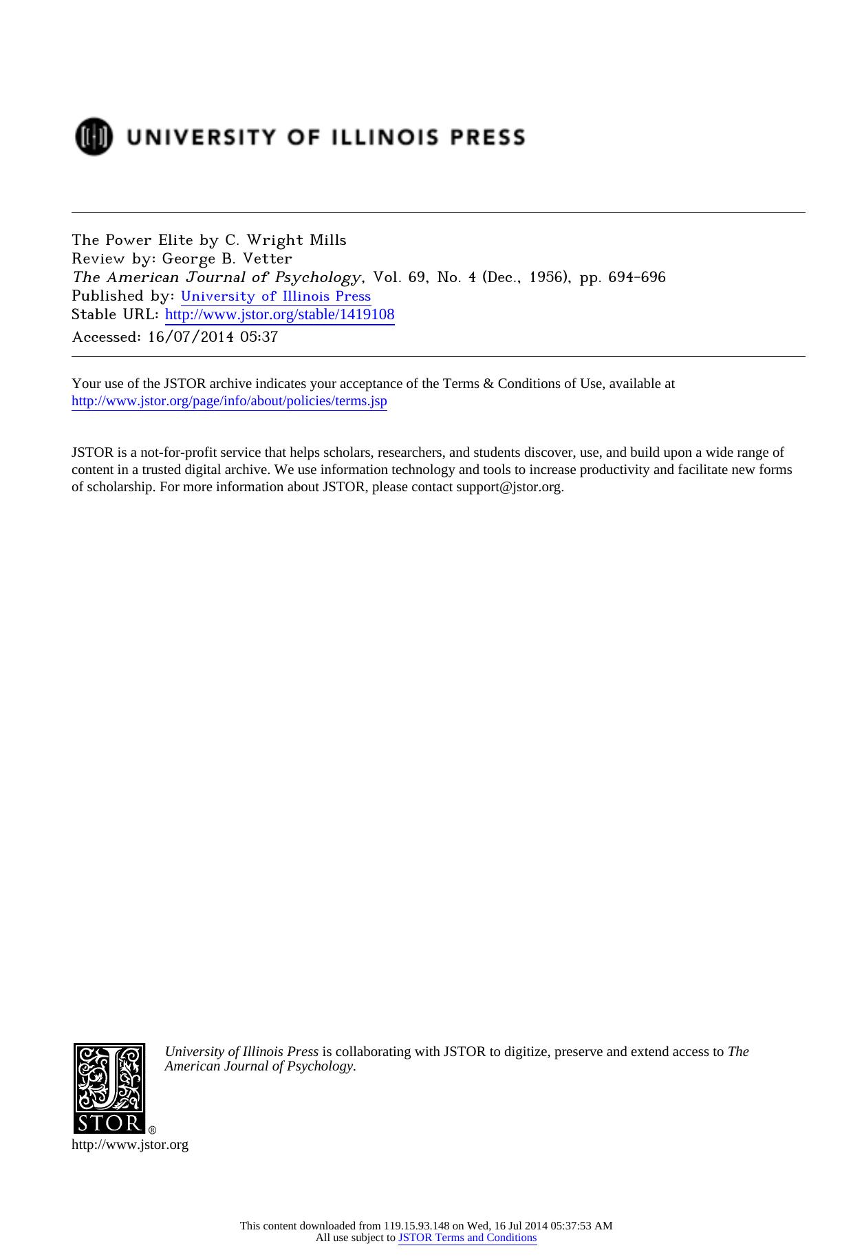 The Power Elite by C. Wright Mills by The Power Elite by C. Wright Mills