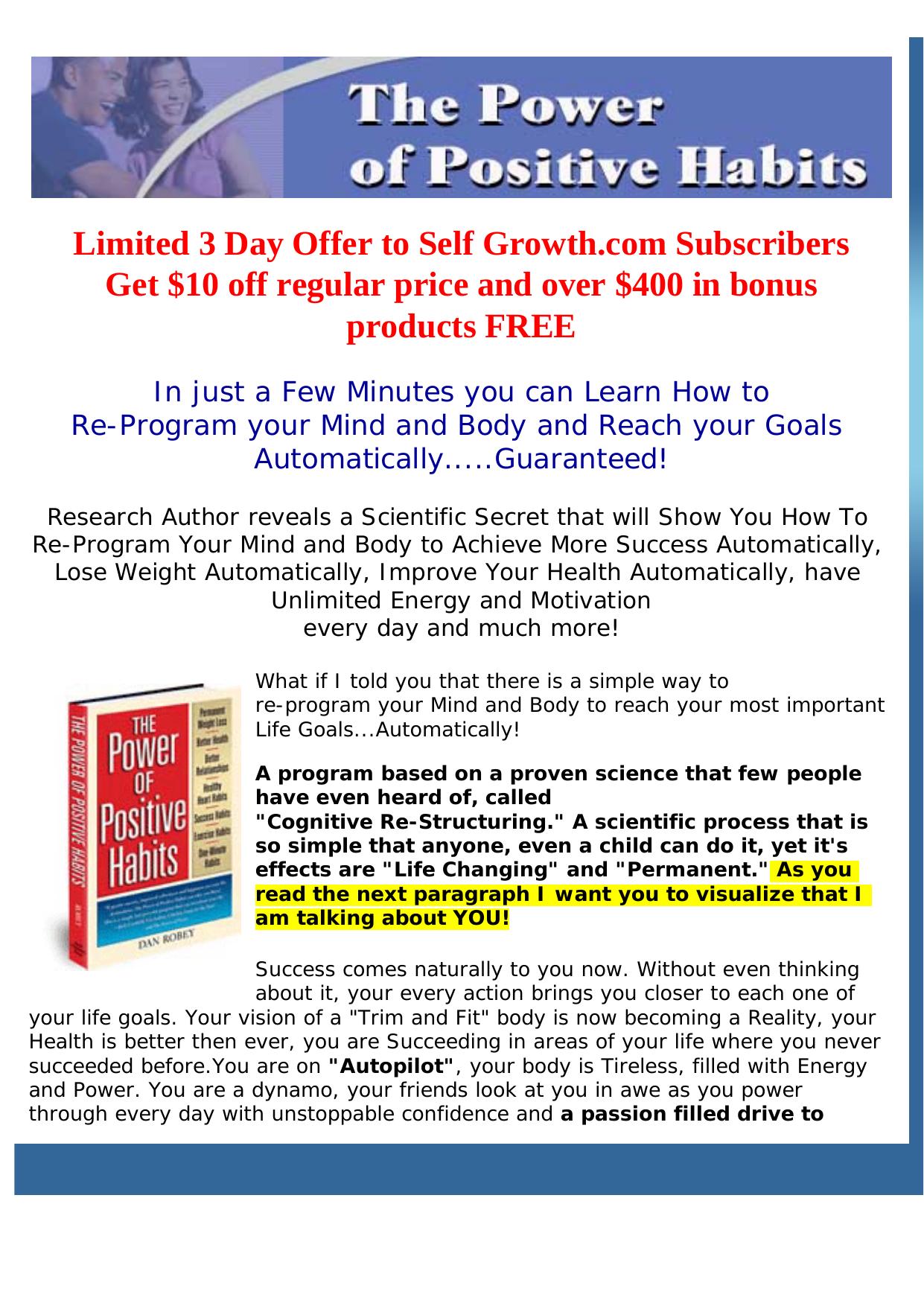 The Power Of Positive Habits E-book. by Best of Kuszter's Collection