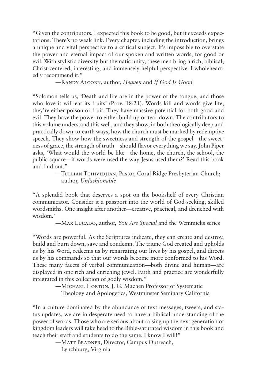 The Power of Words and the Wonder of God by John Piper Justin Taylor