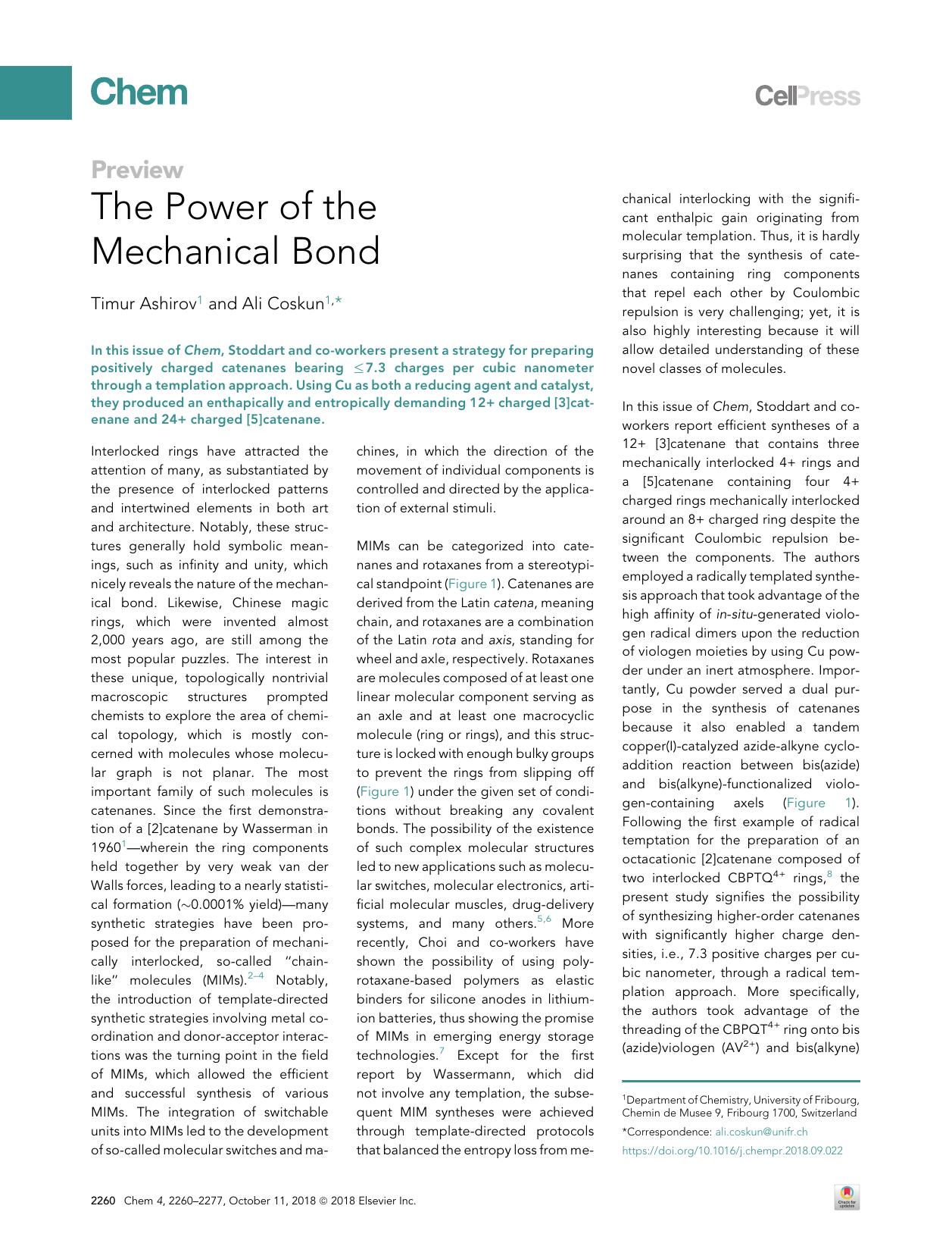 The Power of the Mechanical Bond by Timur Ashirov & Ali Coskun