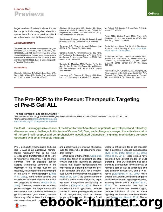 The Pre-BCR to the Rescue: Therapeutic Targeting of Pre-B Cell ALL by Thomas Trimarchi & Iannis Aifantis