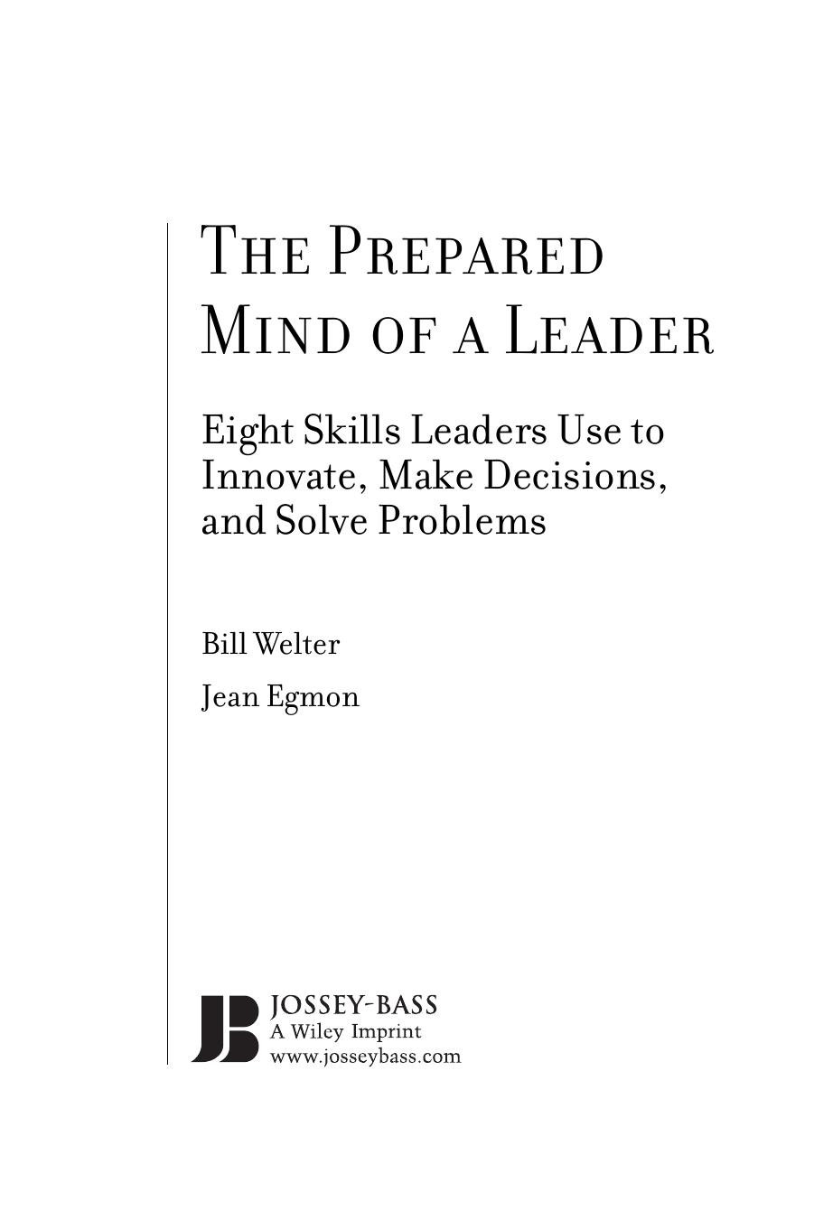The Prepared Mind of a Leader by Bill Welter